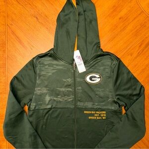 NFL Green Bay Packers Jacket Hooded Full Zip Men's Medium Green Location New